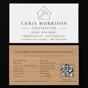 Professional Silver and White Builder QR Code Business Card