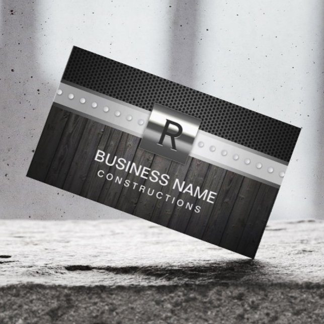 Professional Silver Belt Metal & Wood Construction Business Card (Creator Uploaded)