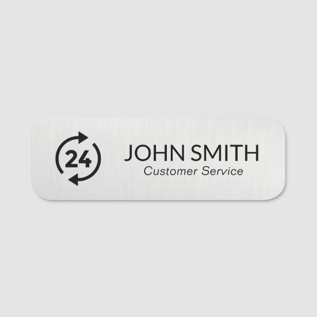 Professional Silver Company Logo Employee  Name Tag (Front)