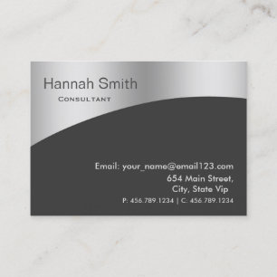 Professional Silver & Grey  Metal Elegant Modern Business Card