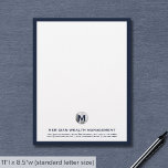 Professional Silver Monogram Letterhead<br><div class="desc">Present your financial documents and correspondence with professionalism using our Professional Silver Monogram Letterhead. Each sheet features a brushed silver monogram emblem with classic typography,  framed in blue,  and is ideal for financial professionals.</div>