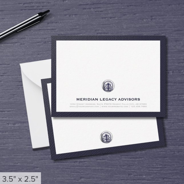 Professional Silver Seal Logo Business Note Card (Creator Uploaded)