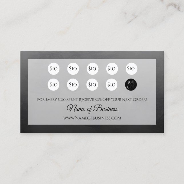 Professional Simple Black Punch Loyalty Rewards Card (Front)