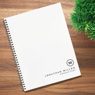 Professional Simple Black & White Monogram Notebook