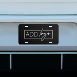Professional Simple Business Logo Branded Black License Plate<br><div class="desc">Create custom car license plates for your car with this simple white business logo black license plate design,  Suited to rectangle company logos and printed on aluminium or plastic number plate. You can change the background colour or add additional text when editing using the zazzle editing tool.</div>
