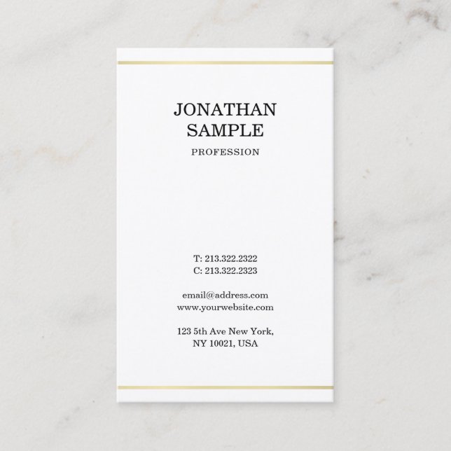 Professional Simple Creative Design Modern Gold Business Card (Front)