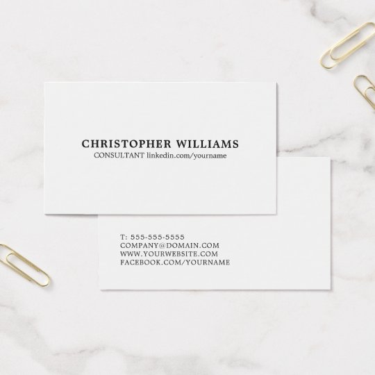 Professional Simple Elagant Black White Consultant Business Card
