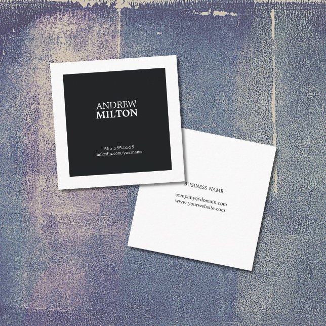 Professional Simple Elegant Black White Consultant Square Business Card (Creator Uploaded)