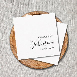 Professional Simple Elegant Black White Consultant Square Business Card
