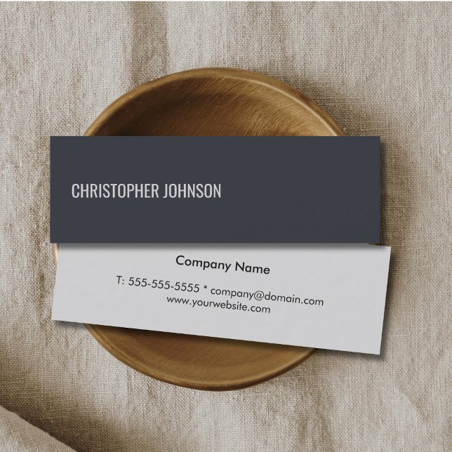 Professional Simple Elegant Blue Grey Consultant Mini Business Card (Creator Uploaded)