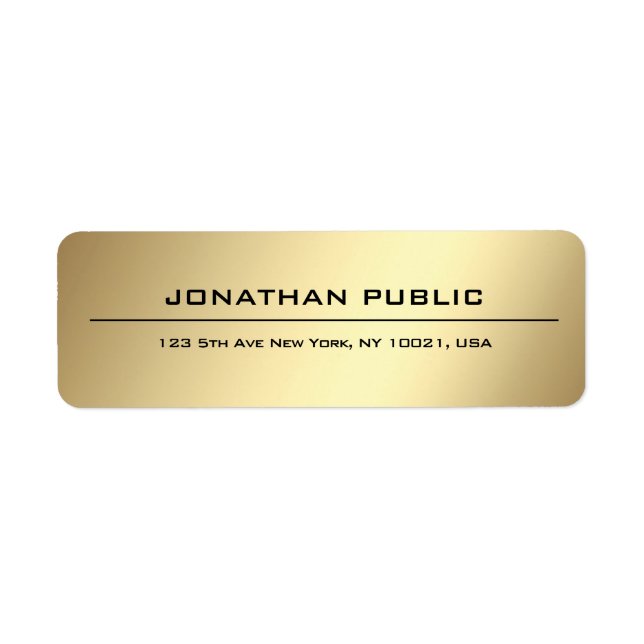 Professional Simple Elegant Gold Return Address (Front)