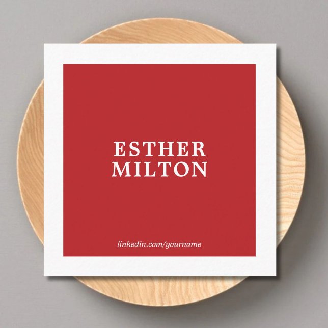 Professional Simple Elegant Red White Consultant Square Business Card (Creator Uploaded)
