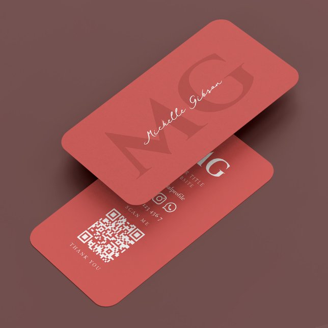 Professional Simple Initials Dark Coral Modern Business Card (Professional Simple Initials Dark Coral Modern Business Card
)