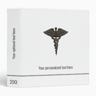 Professional Simple Medical Caduceus Black White Binder