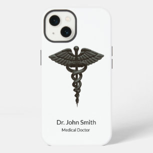 Professional Simple Medical Caduceus Black White iPhone 13 Case