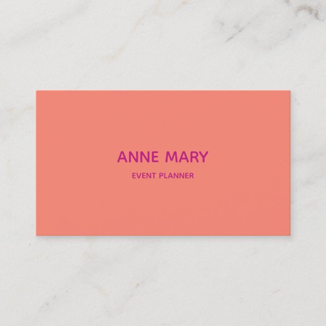 Professional Simple Minimal Orange Pink Custom Business Card (Front)