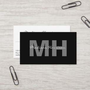 Professional Simple Modern Black Business Monogram Card