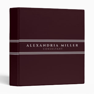 Professional Simple Modern Burgundy & Grey Stripe Binder