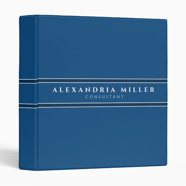Professional Simple Modern Classic Blue Stripe Binder (Front/Spine)
