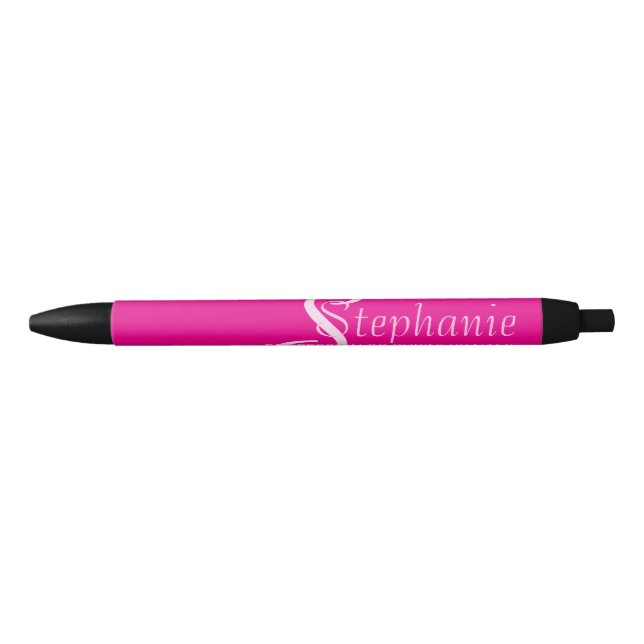 Professional Simple Modern Monogrammed Black Ink Pen (Front)
