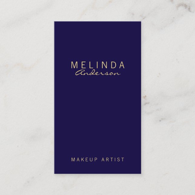 Professional Simple Modern Navy Blue and Gold Business Card (Front)