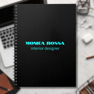 Professional Simple Modern Neon Blue Black Notebook