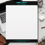 Professional Simple Modern Neon Blue Letterhead<br><div class="desc">Minimalist Clean Black Soli Colour Background and Neon Blue modern font Letterhead. Personalize for your custom use.
Classic Design | Elegant Product | Trendy Colours | Stylish and Fashion | Professional Business Design</div>