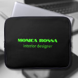Professional Simple Modern Neon Green Black Laptop Sleeve<br><div class="desc">Minimalist Clean Black Soli Colour Background and Neon Green modern font laptop sleeve. Personalize for your custom use. Click on the "Customize It" button to change the background colour,  font styles and font colour.
Classic Design | Elegant Product | Trendy Colours | Stylish and Fashion | Professional Business Design</div>
