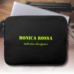 Professional Simple Modern Neon Lime Black Laptop Sleeve<br><div class="desc">Minimalist Clean Black Soli Colour Background and Neon Lime modern font laptop sleeve. Personalize for your custom use. Click on the "Customize It" button to change the background colour, font styles and font colour.
Classic Design | Elegant Product | Trendy Colours | Stylish and Fashion | Professional Business Design</div>