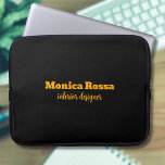 Professional Simple Modern Neon Orange Black Laptop Sleeve<br><div class="desc">Minimalist Clean Black Soli Colour Background and Neon Orange modern font laptop sleeve. Personalize for your custom use. Click on the "Customize It" button to change the background colour,  font styles and font colour.
Classic Design | Elegant Product | Trendy Colours | Stylish and Fashion | Professional Business Design</div>