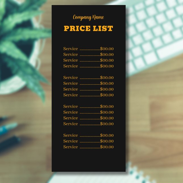 Professional Simple Modern Neon Orange Price List Menu (Creator Uploaded)