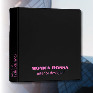 Professional Simple Modern Neon Pink Black Binder