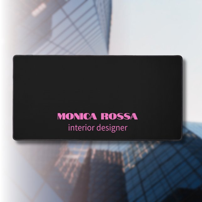 Professional Simple Modern Neon Pink Black Desk Mat (Creator Uploaded)