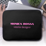 Professional Simple Modern Neon Pink Black Laptop Sleeve<br><div class="desc">Minimalist Clean Black Soli Colour Background and Neon Pink modern font laptop sleeve. Personalize for your custom use.
Classic Design | Elegant Product | Trendy Colours | Stylish and Fashion | Professional Business Design</div>