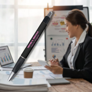 Professional Simple Modern Neon Pink Black Pen