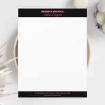 Professional Simple Modern Neon Pink Letterhead<br><div class="desc">Minimalist Clean Black Soli Colour Background and Neon Pink modern font Letterhead. Personalize for your custom use.
Classic Design | Elegant Product | Trendy Colours | Stylish and Fashion | Professional Business Design</div>