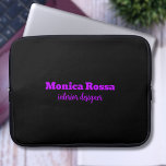 Professional Simple Modern Neon Purple Black Laptop Sleeve<br><div class="desc">Minimalist Clean Black Soli Colour Background and Neon Purple modern font laptop sleeve. Personalize for your custom use. Click on the "Customize It" button to change the background colour,  font styles and font colour.
Classic Design | Elegant Product | Trendy Colours | Stylish and Fashion | Professional Business Design</div>