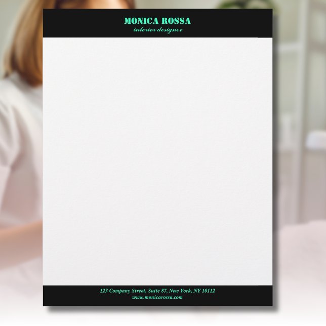 Professional Simple Modern Neon Teal Letterhead (Creator Uploaded)