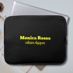 Professional Simple Modern Neon Yellow Black Laptop Sleeve<br><div class="desc">Minimalist Clean Black Soli Colour Background and Neon Yellow modern font laptop sleeve. Personalize for your custom use. Click on the "Customize It" button to change the background colour,  font styles and font colour.
Classic Design | Elegant Product | Trendy Colours | Stylish and Fashion | Professional Business Design</div>