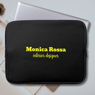 Professional Simple Modern Neon Yellow Black Laptop Sleeve