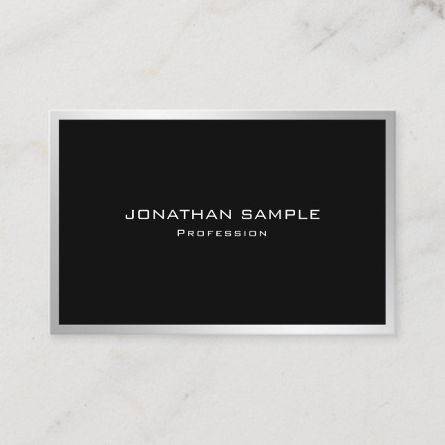 Professional Simple Plain Elegant Modern Silver Business Card (Front)