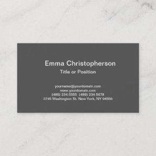 Professional Simple Plain Modern Stylish Grey Business Card