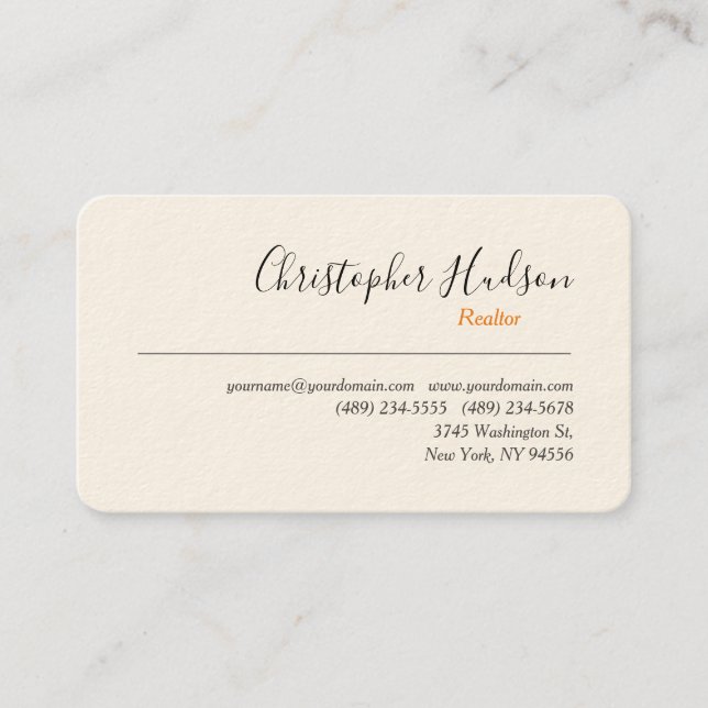 Professional Simple Plain Realtor Real Estate Business Card (Front)