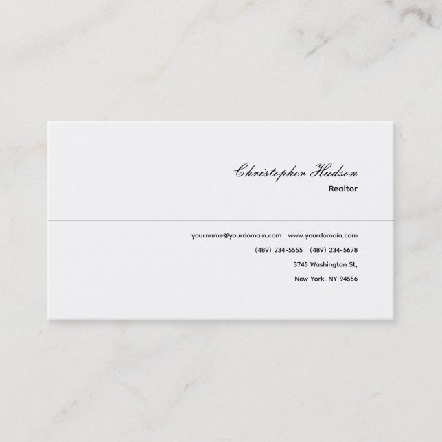 Professional Simple Plain Realtor Real Estate Business Card (Front)