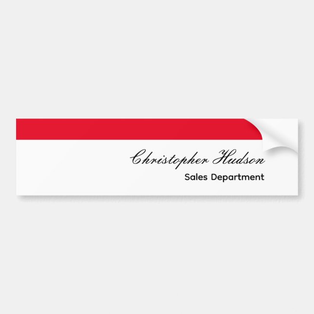 Professional Simple Plain Red White Bumper Sticker (Front)