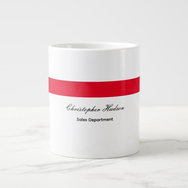 Professional Simple Plain Red White Large Coffee Mug (Front)