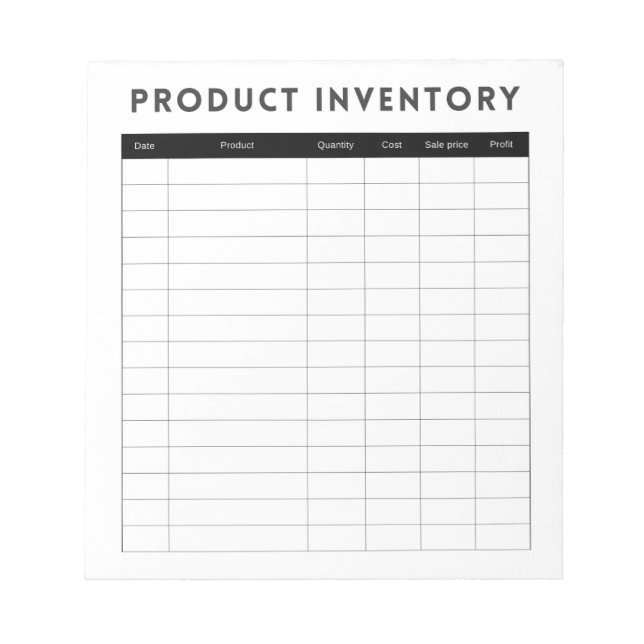 Professional simple product inventory for business notepad (Front)