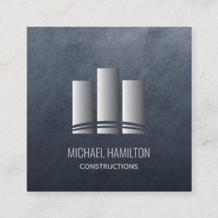 Professional simple real estate construction logo square business card