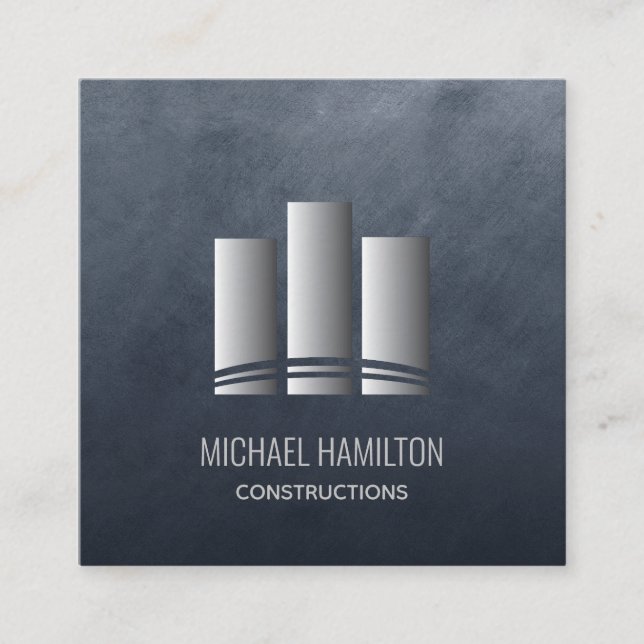 Professional simple real estate construction logo square business card (Front)