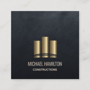 Professional simple real estate construction logo square business card
